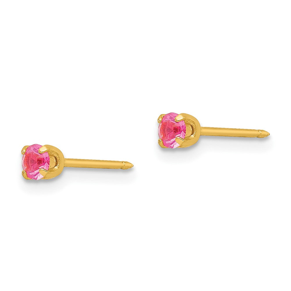 Inverness 24k Plated October Pink Crystal Birthstone Earrings in Base Metal