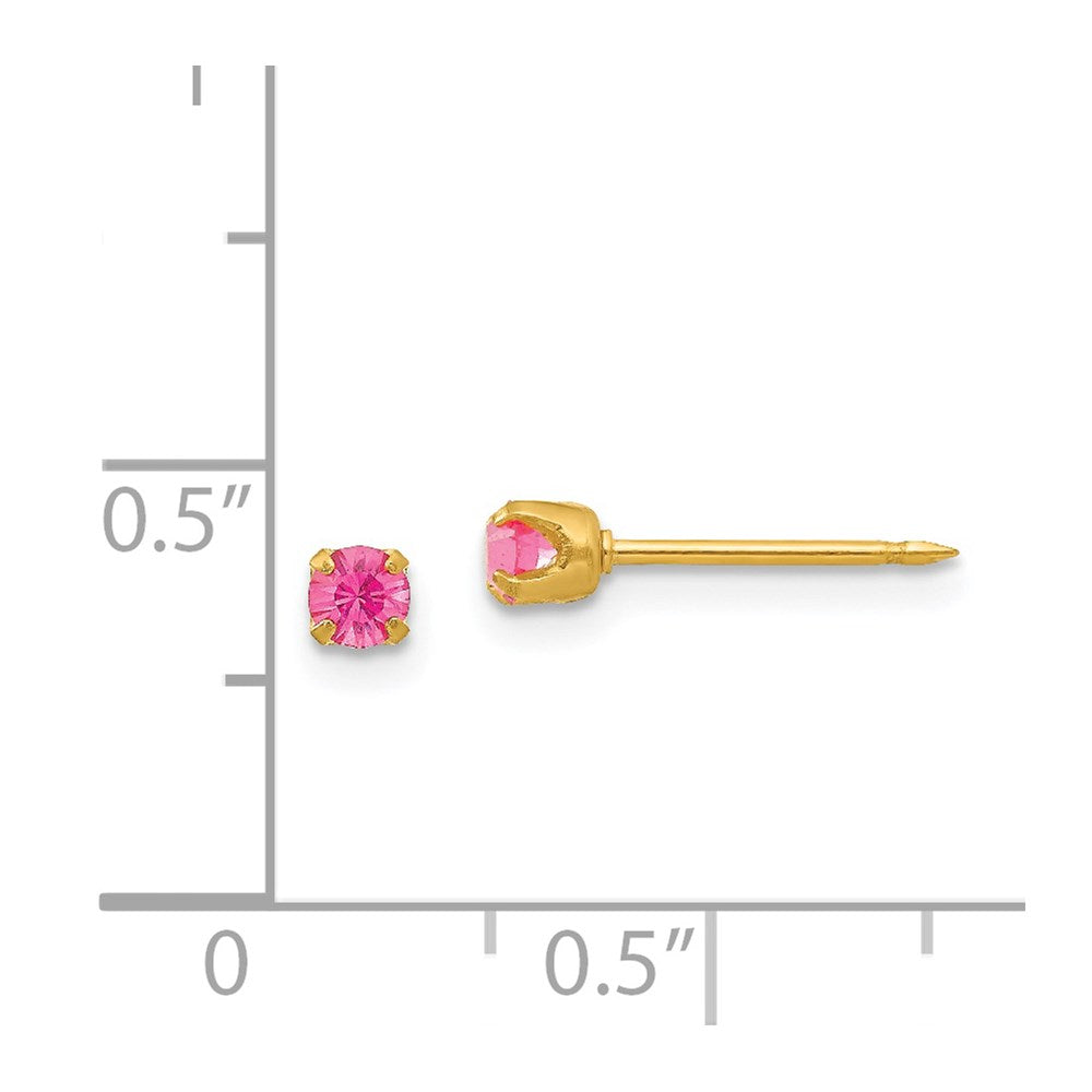 Inverness 24k Plated October Pink Crystal Birthstone Earrings in Base Metal
