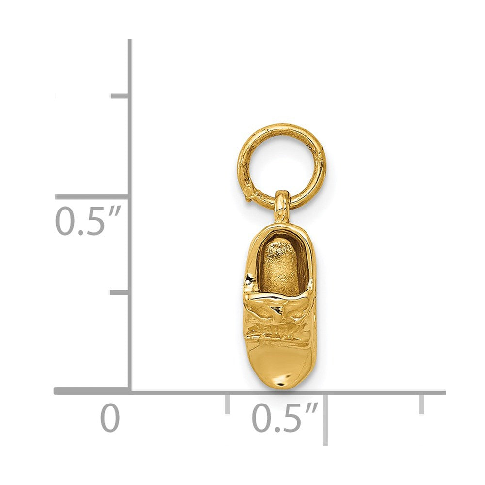 3D Single Baby Shoe Charm in 14k Yellow Gold