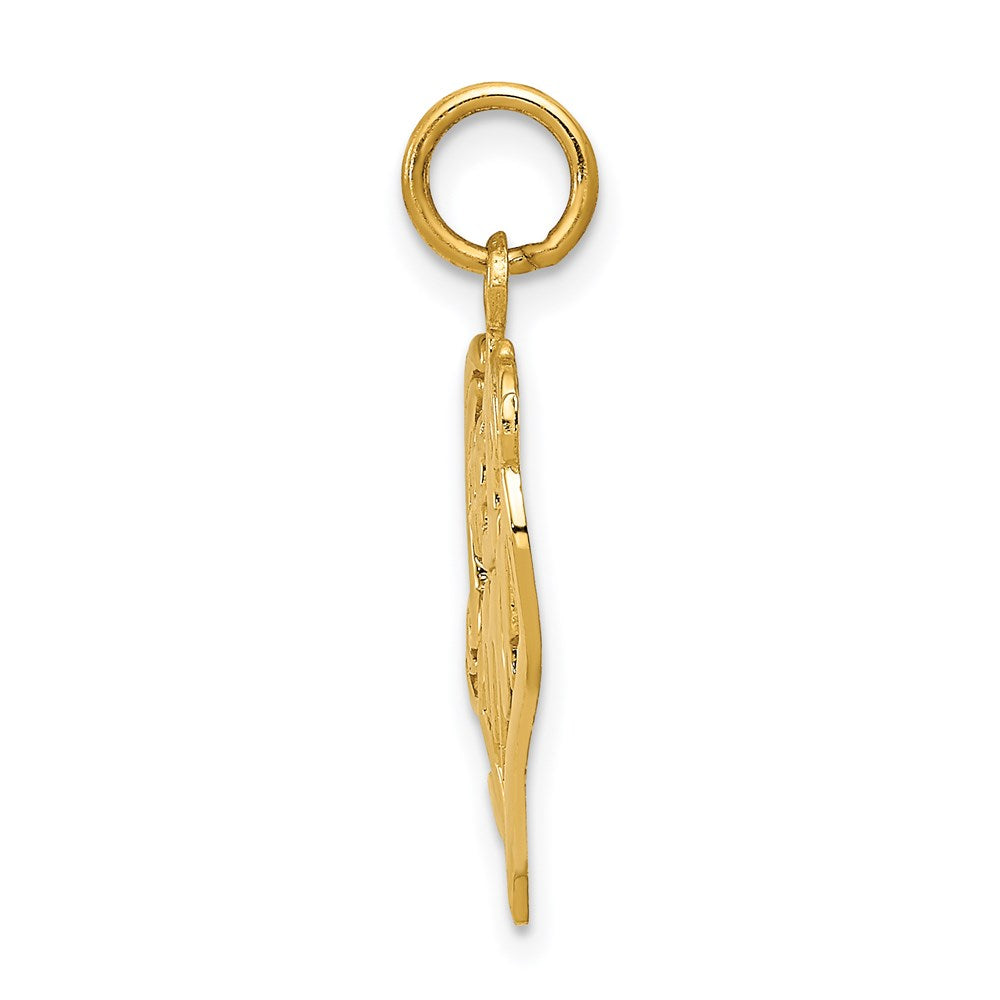 #1 Mom Heart Charm in 14k Yellow Gold