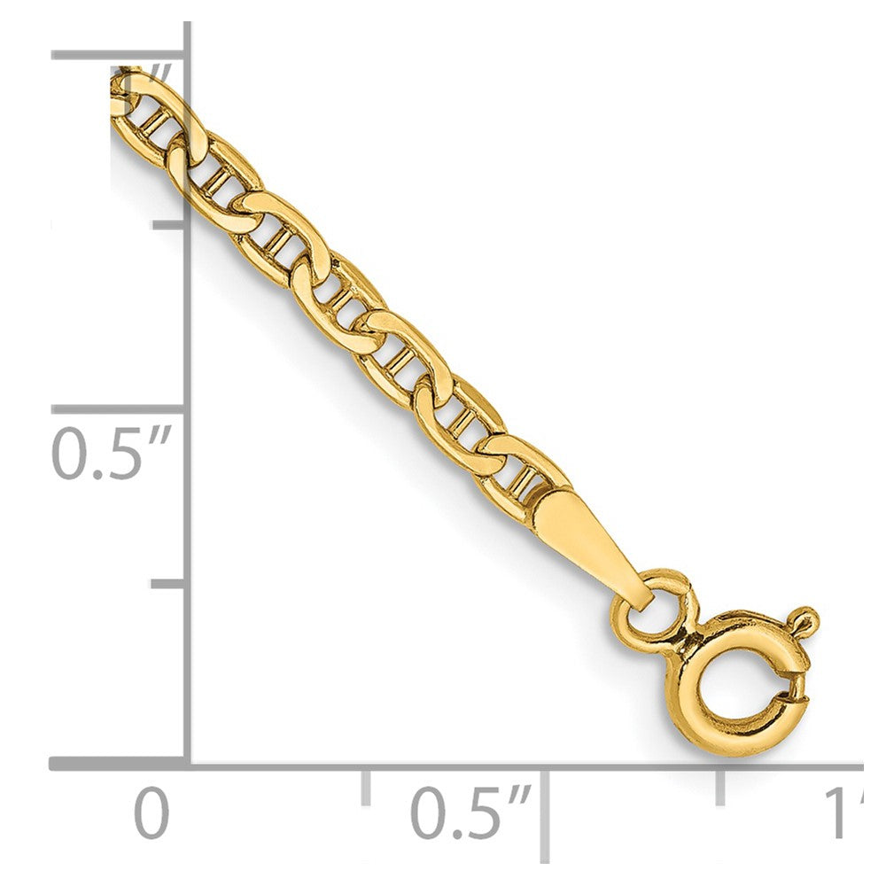 7-inch 2.4mm Semi-Solid Anchor with Spring Ring Clasp Bracelet in 14k Yellow Gold