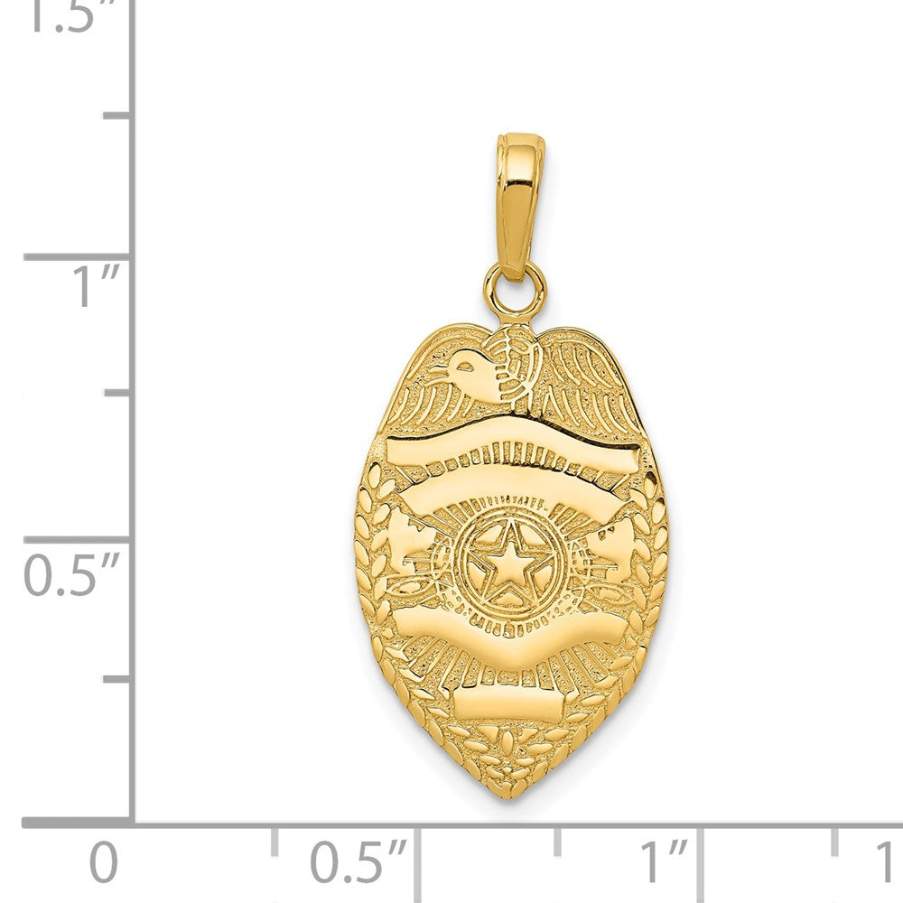 Polished Police Badge Pendant in 14k Yellow Gold