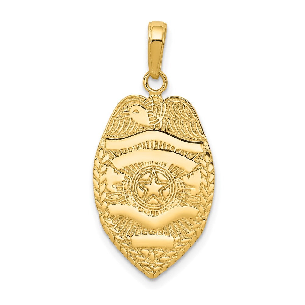 Polished Police Badge Pendant in 14k Yellow Gold