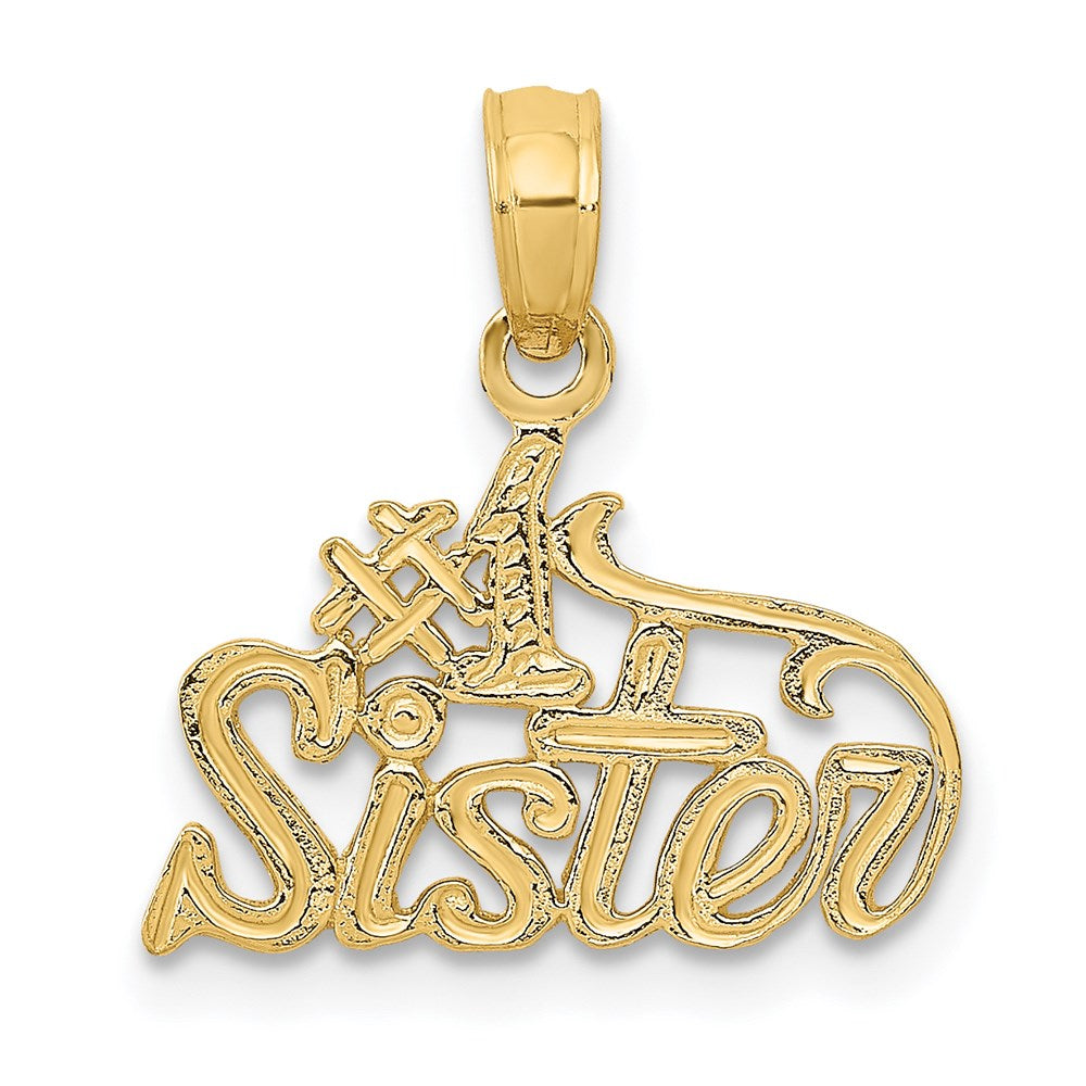 #1 SISTER Pendant in 14k Yellow Gold