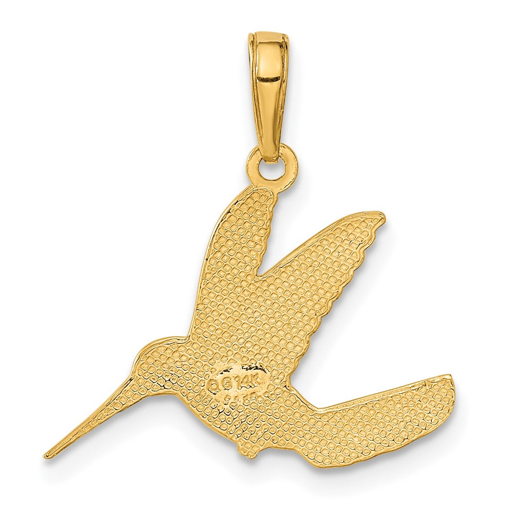 Hummingbird in Flight Pendant in 14k Yellow Gold