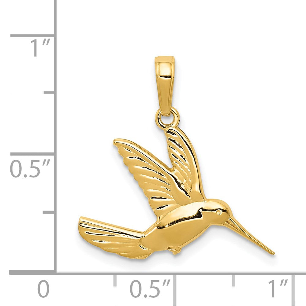 Hummingbird in Flight Pendant in 14k Yellow Gold