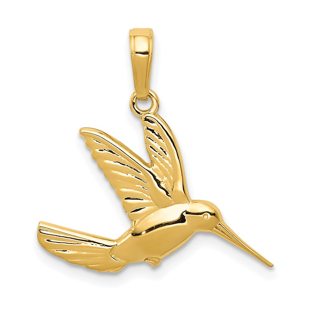 Hummingbird in Flight Pendant in 14k Yellow Gold