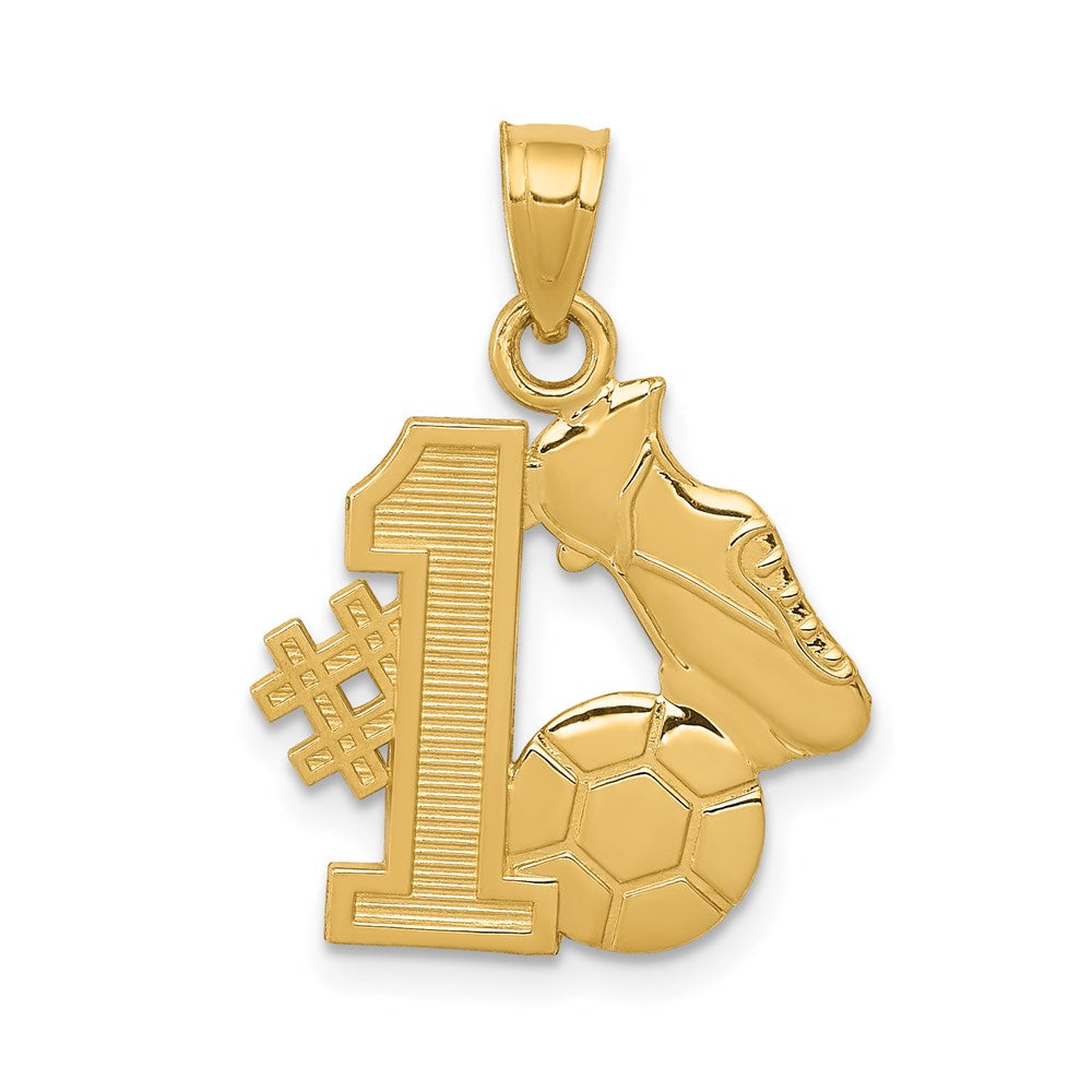 #1 Soccer Ball With Cleats Pendant in 14k Yellow Gold