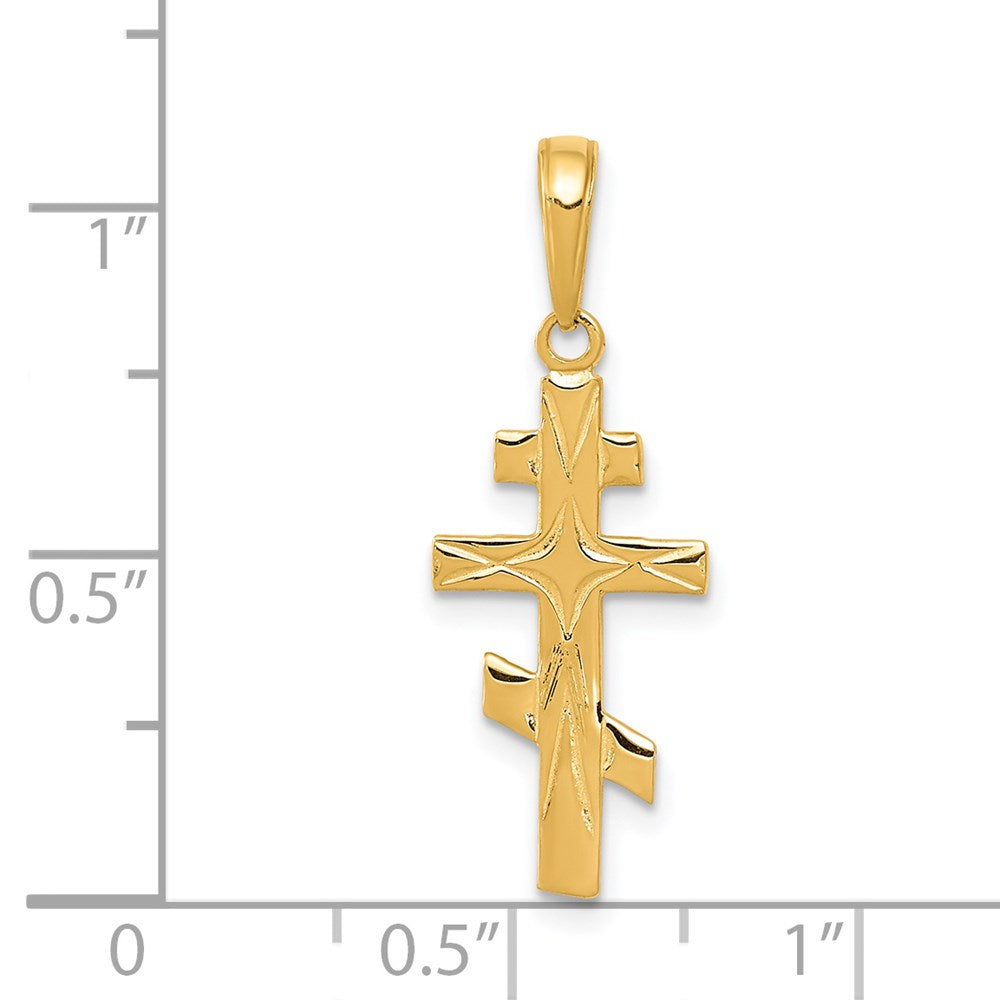 Eastern Orthodox Cross Pendant in 14k Yellow Gold