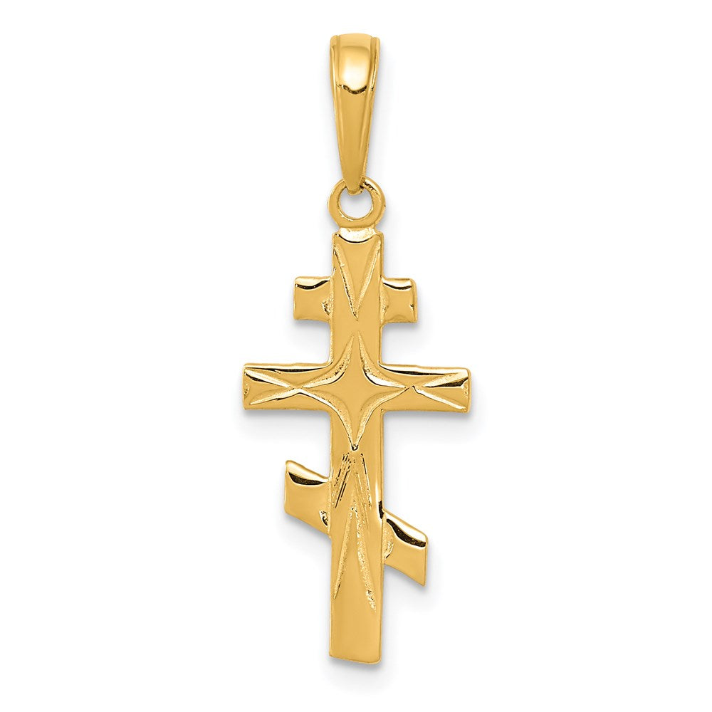 Eastern Orthodox Cross Pendant in 14k Yellow Gold