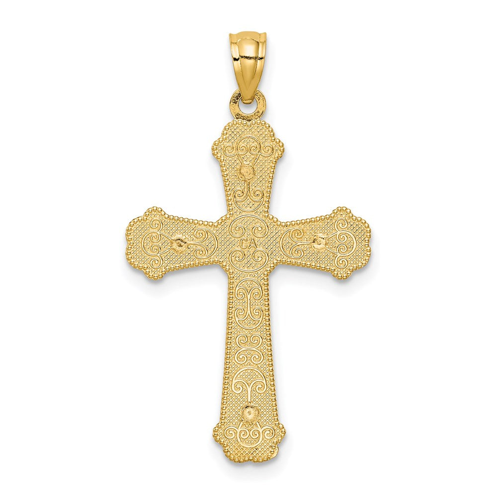 Two-tone Hearts Cross Pendant in 14k Yellow & White Gold