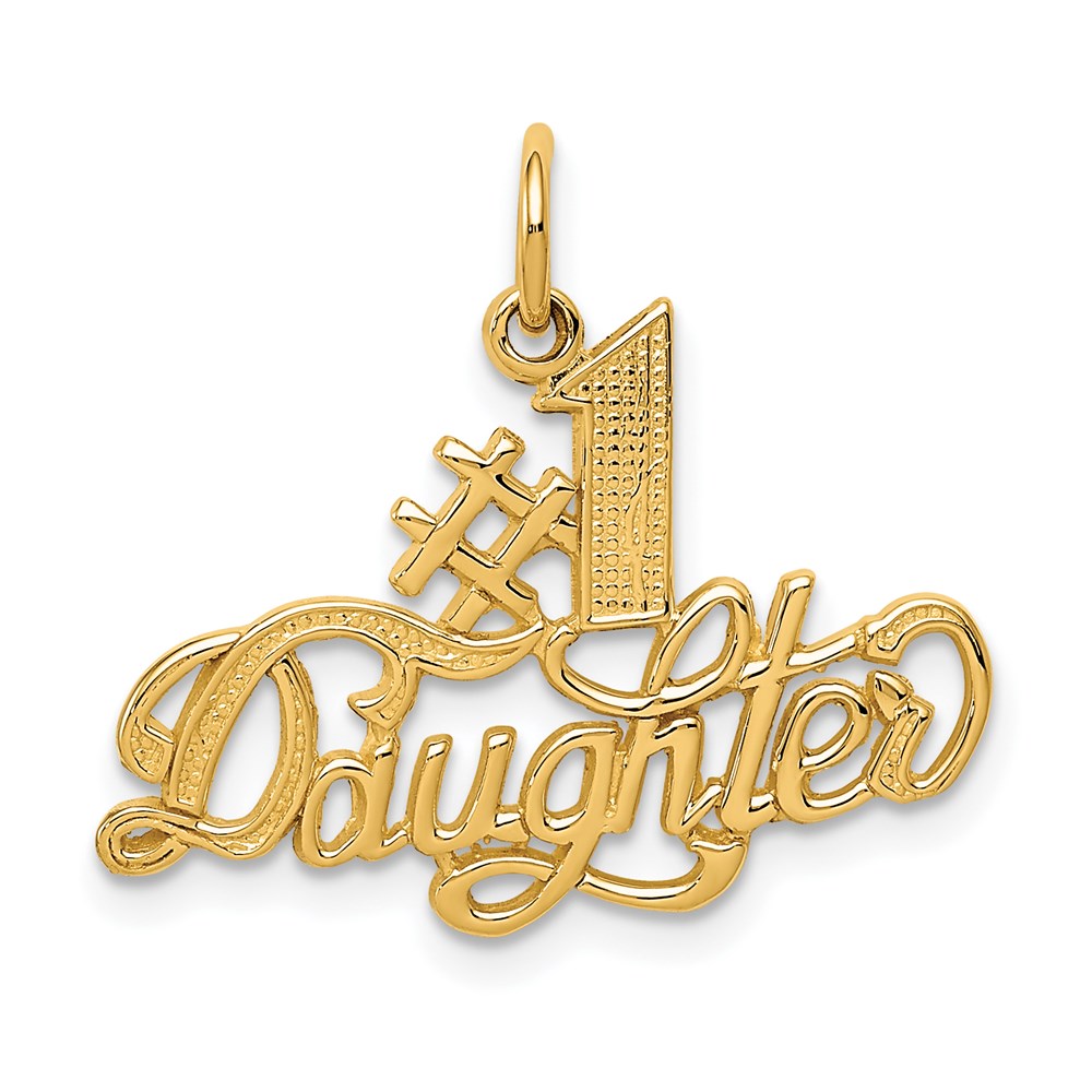 #1 DAUGHTER Charm in 14k Yellow Gold