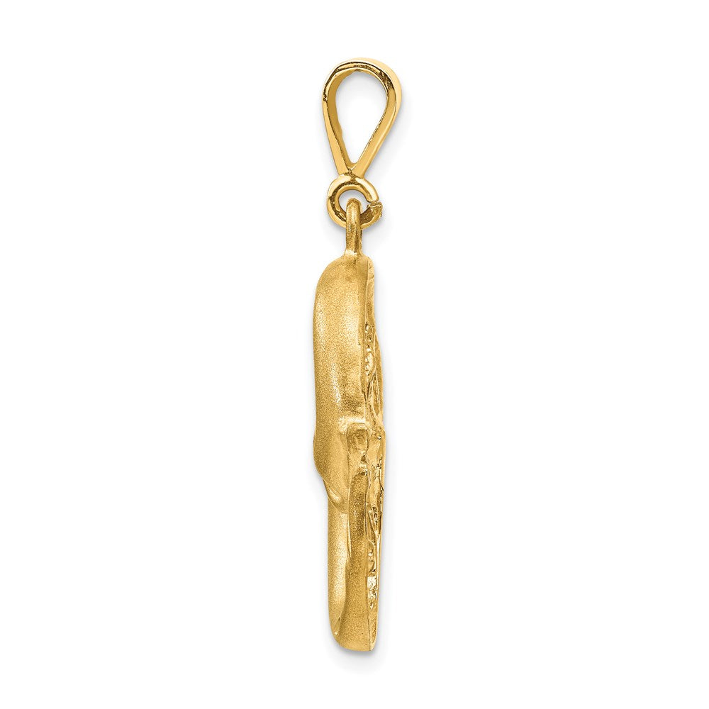 Satin Diamond-cut Pisces Zodiac Charm in 14k Yellow Gold