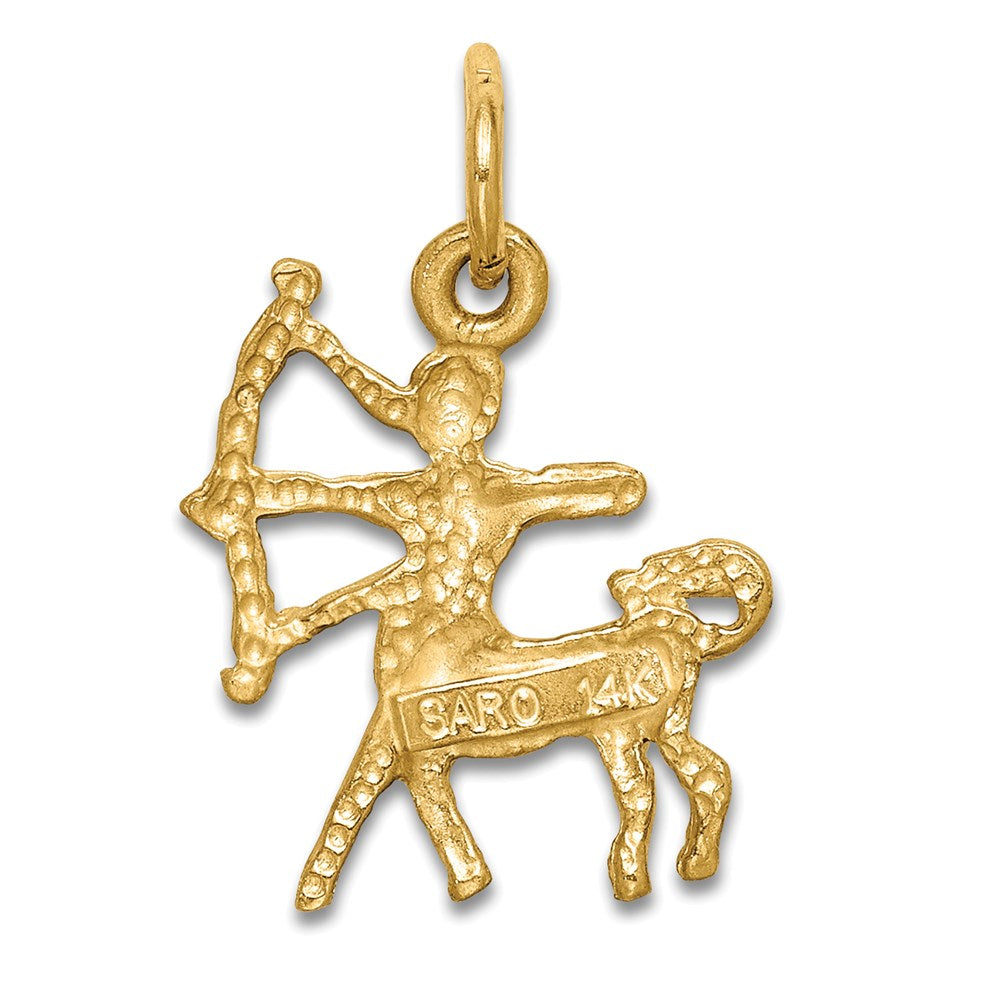 Satin Diamond-cut Sagittarius Zodiac Charm in 14k Yellow Gold