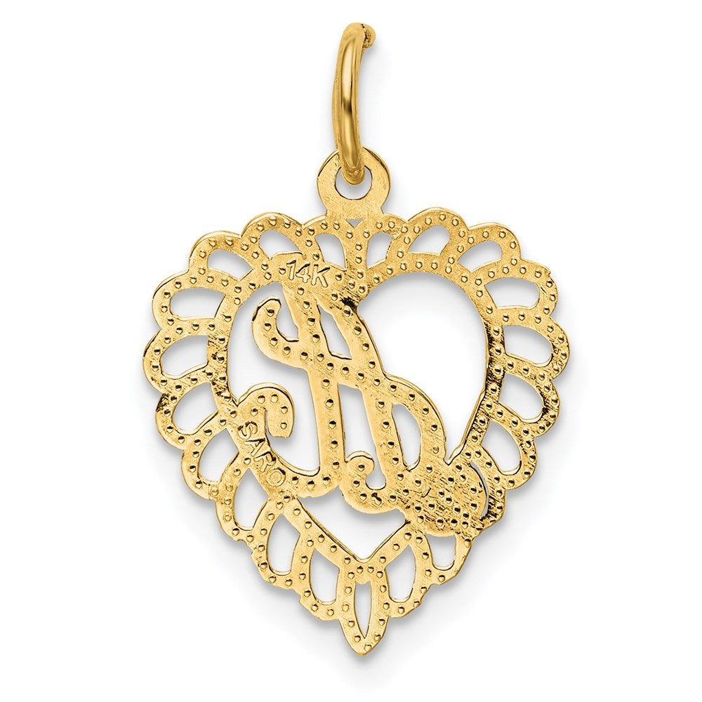 Heart Letter A Charm in 14k Yellow Gold