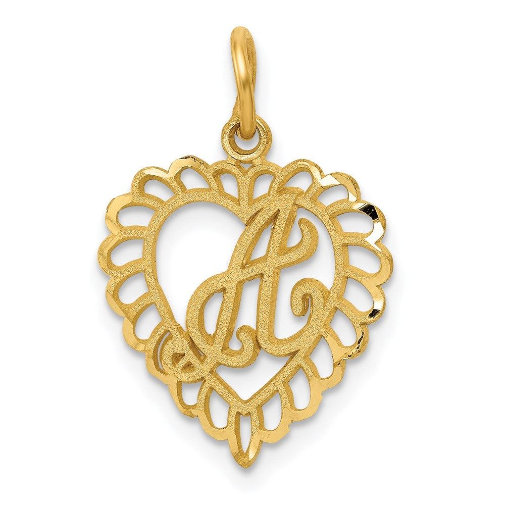 Heart Letter A Charm in 14k Yellow Gold