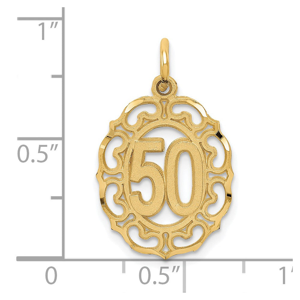 #50 in Oval Pendant in 14k Yellow Gold