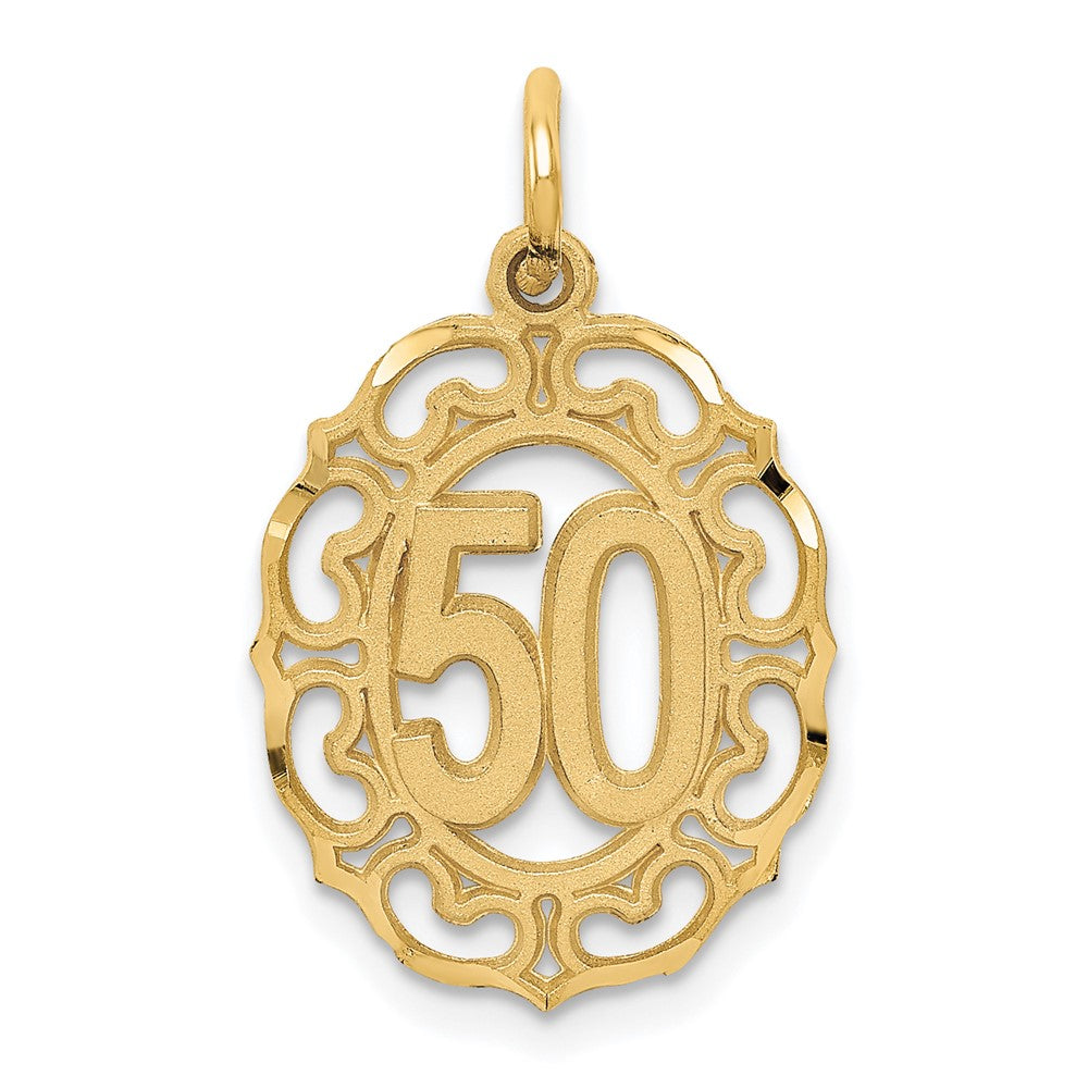 #50 in Oval Pendant in 14k Yellow Gold