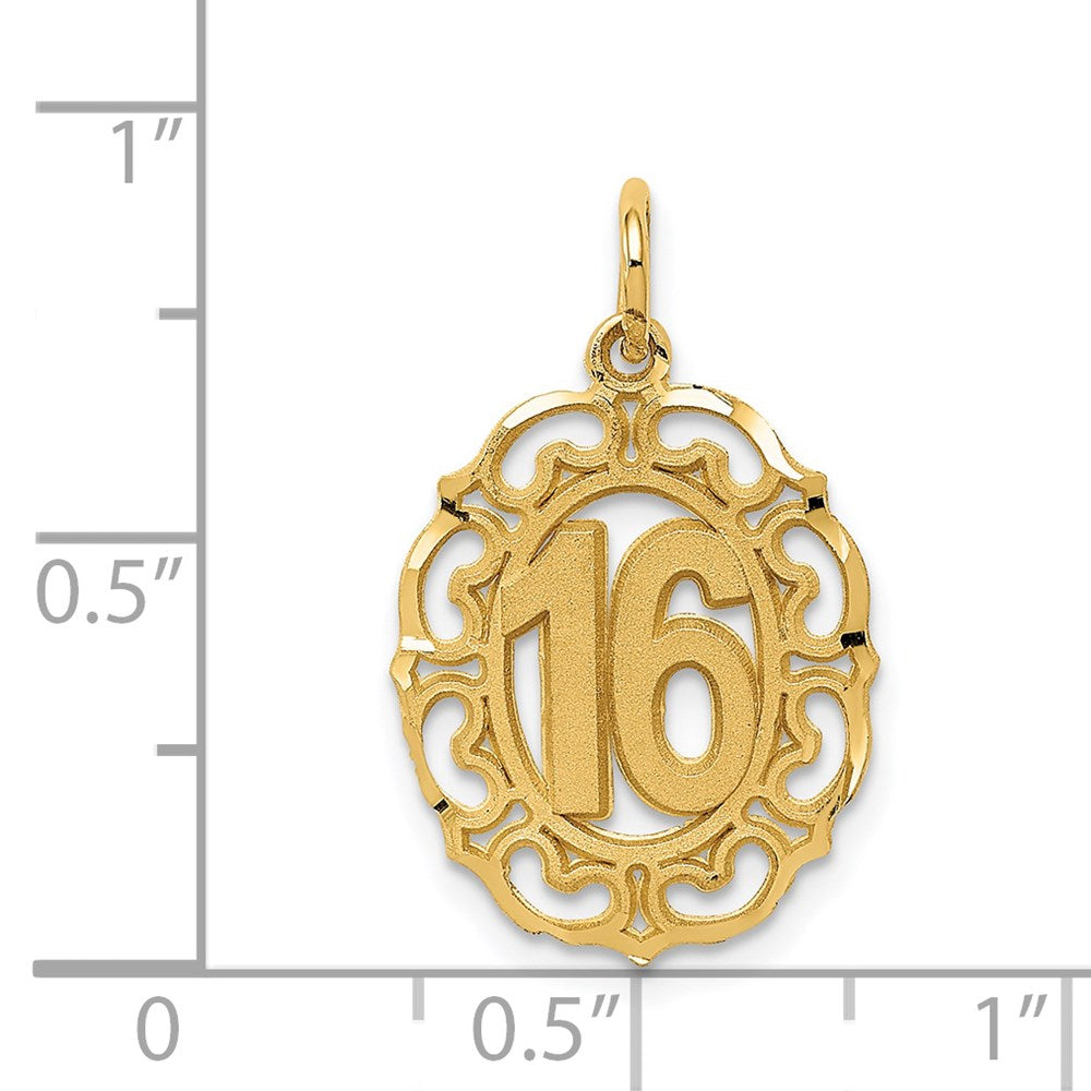 #16 in Oval Circle Pendant in 14k Yellow Gold