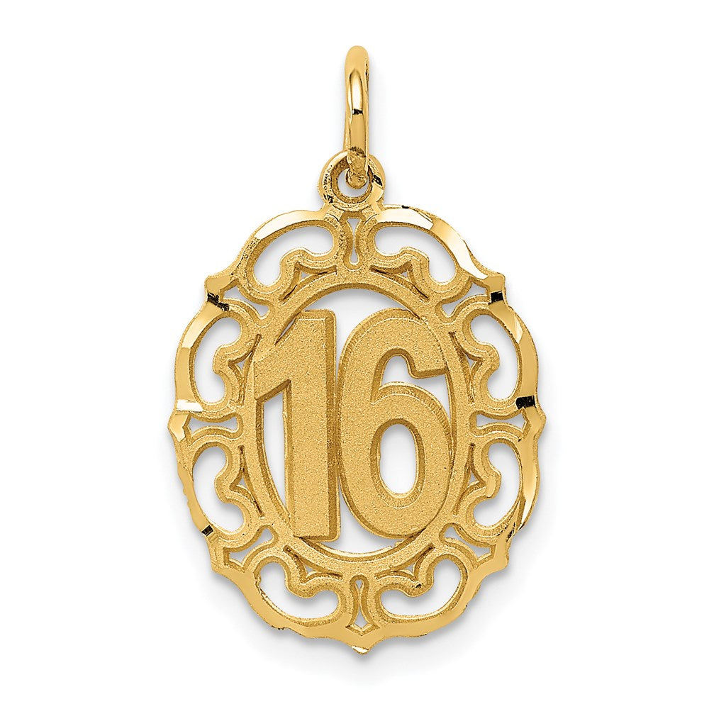#16 in Oval Circle Pendant in 14k Yellow Gold