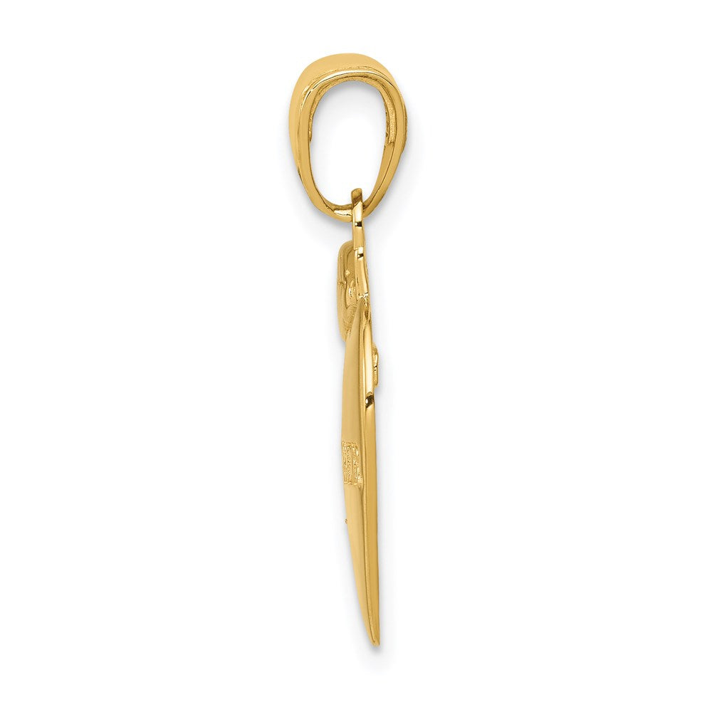#1 TEACHER Apple Pendant in 14k Yellow Gold