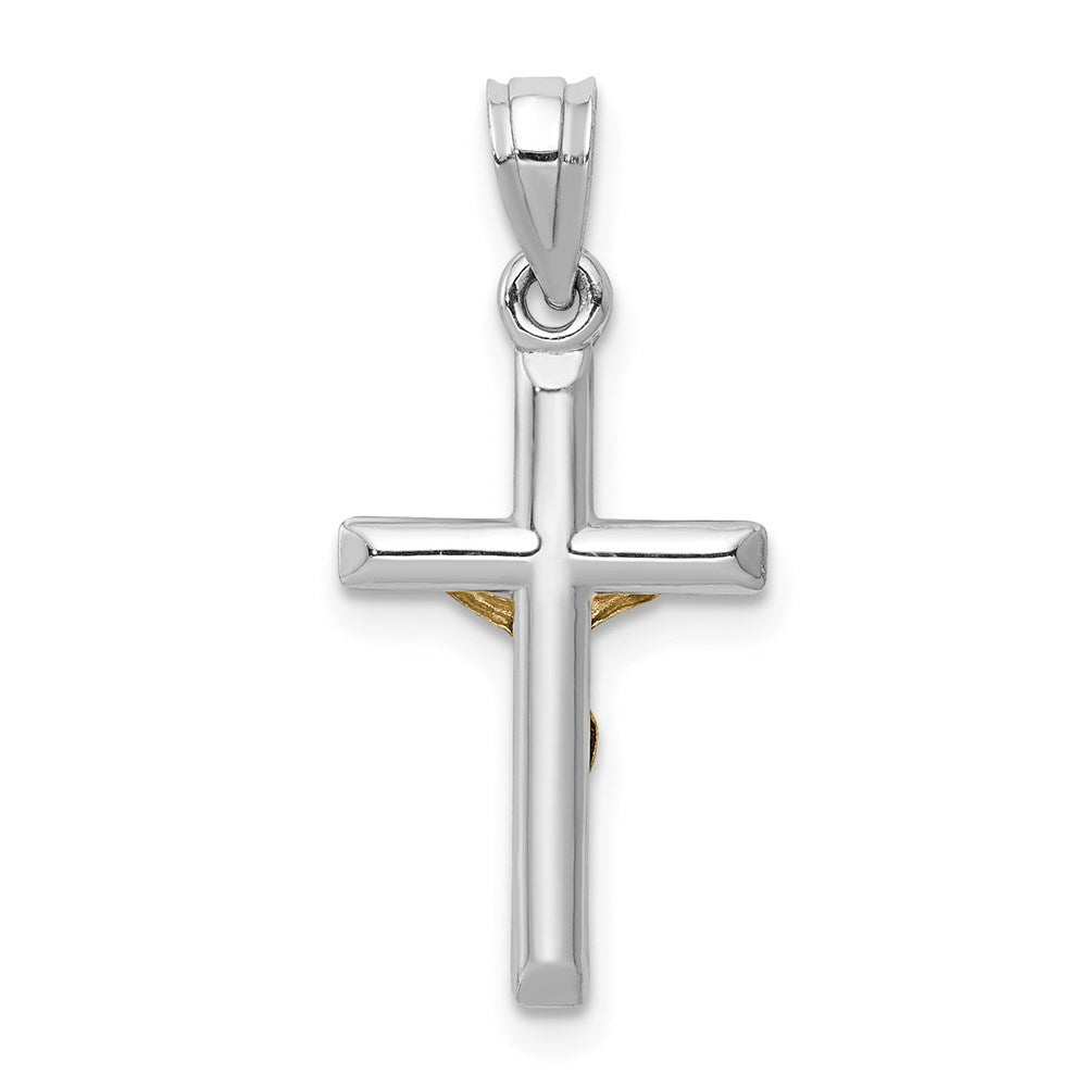 Two-tone Hollow Crucifix Charm in 14k Yellow & White Gold