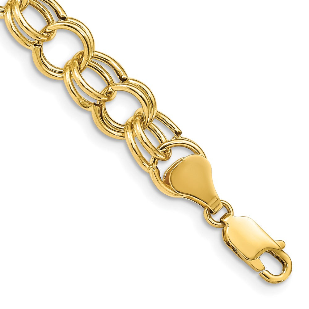 Hollow Double Link Charm Bracelet in 14k Yellow Gold
