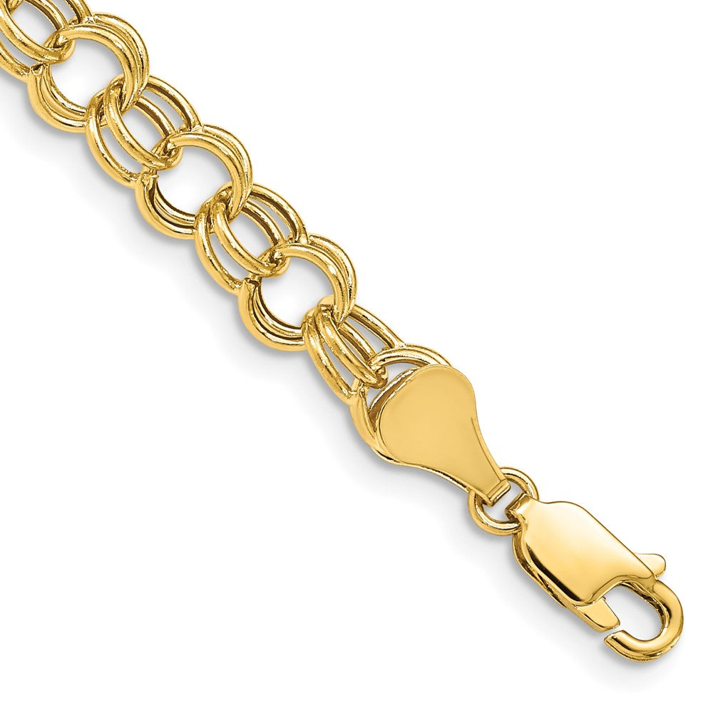 Hollow Double Link Charm Bracelet in 14k Yellow Gold