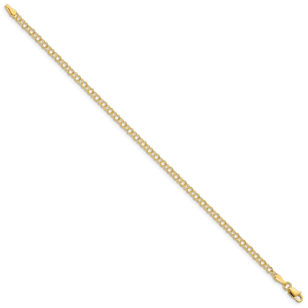 3mm Solid Double Link Charm Bracelet in 14k Yellow Gold