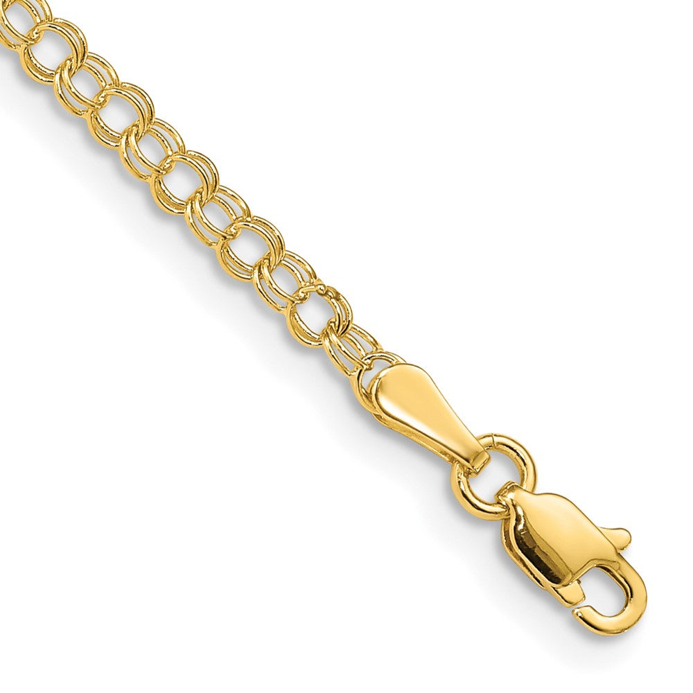 3mm Solid Double Link Charm Bracelet in 14k Yellow Gold