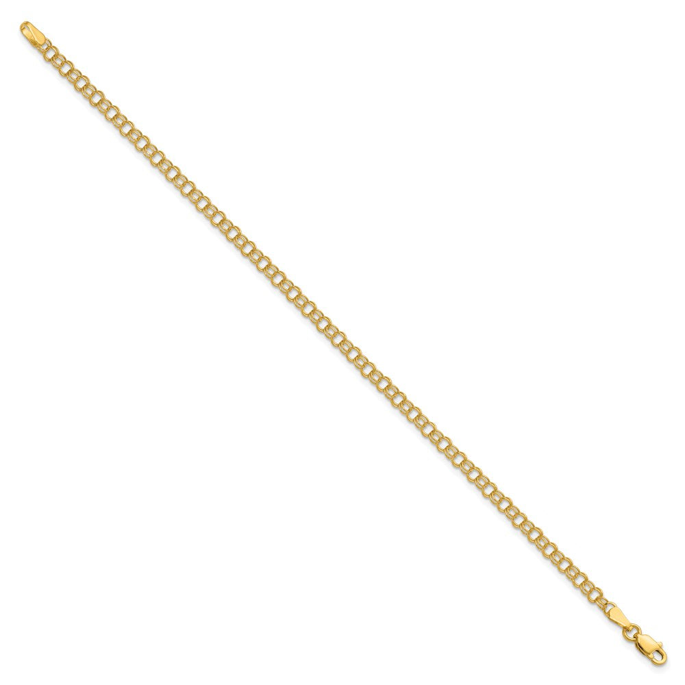 3.5mm Solid Double Link Charm Bracelet in 14k Yellow Gold