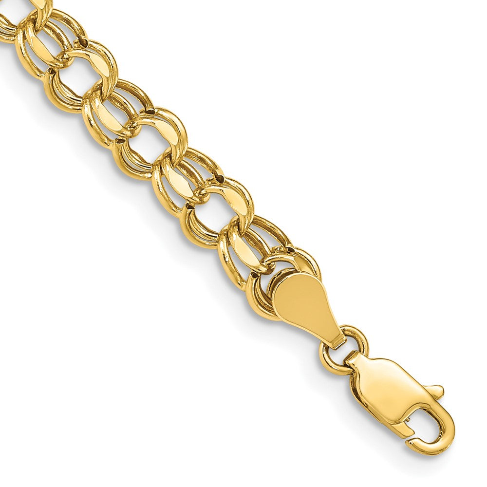 8in 5.5mm Hollow Double Link Charm Bracelet in 14k Yellow Gold