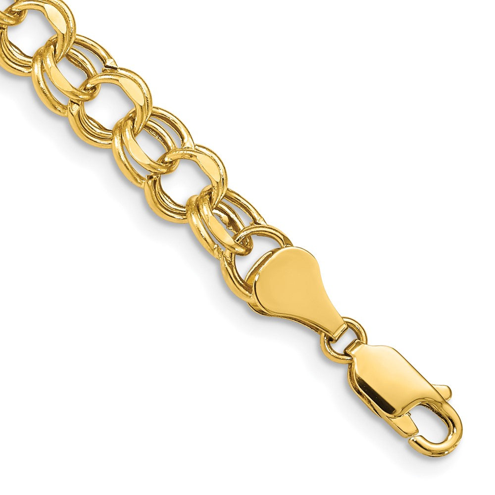 7in 6.5mm Hollow Double Link Charm Bracelet in 14k Yellow Gold