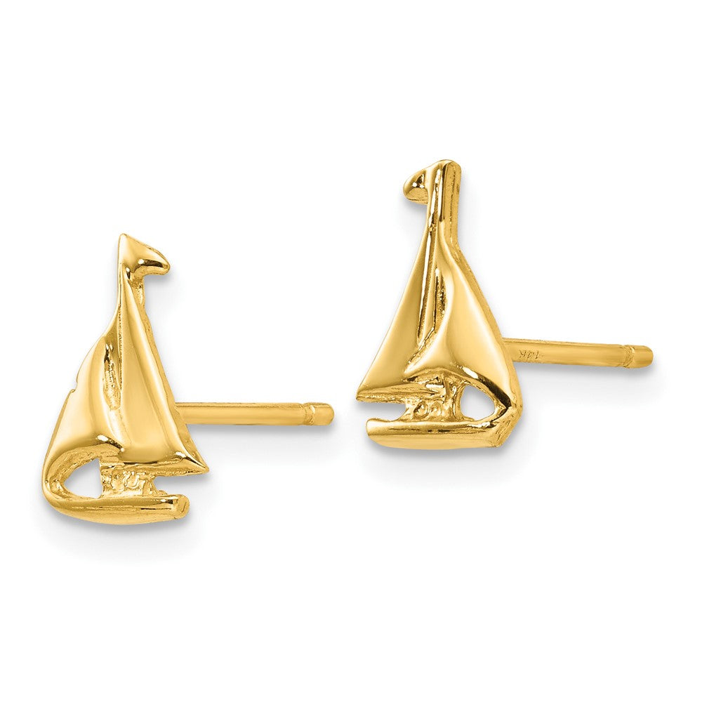 Sail Boat Earrings in 14k Yellow Gold