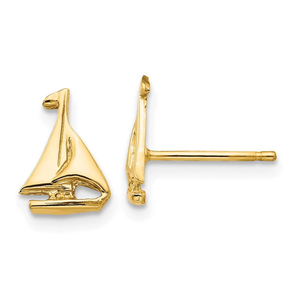 Sail Boat Earrings in 14k Yellow Gold