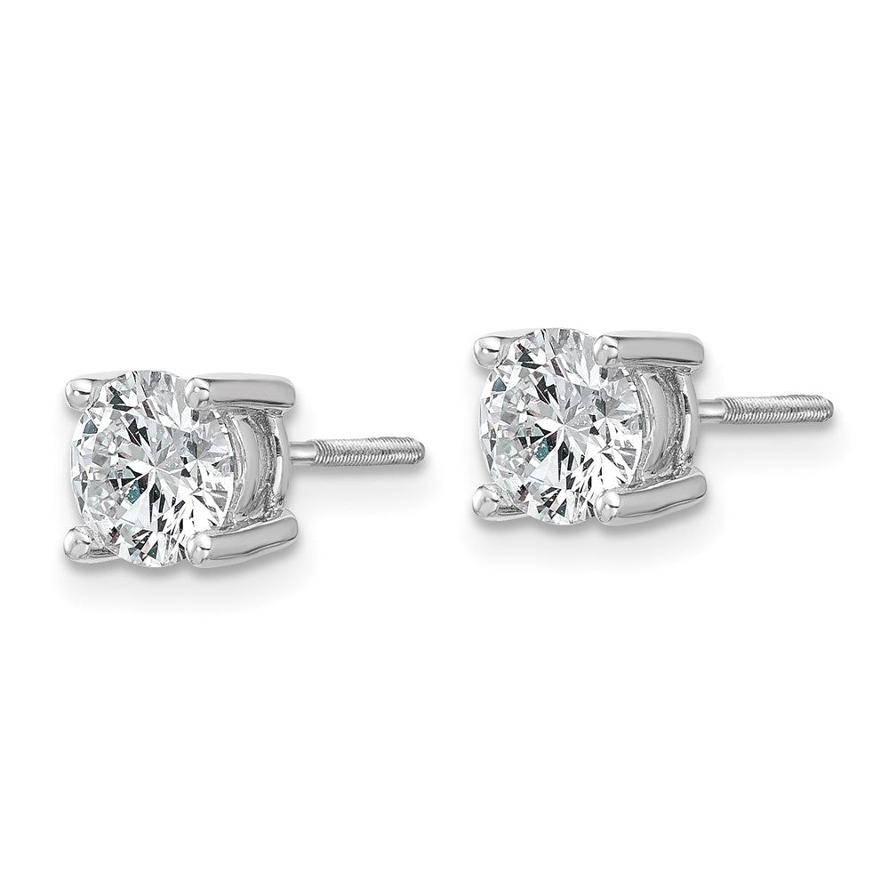 1 1/2 ctw Round VS/SI DEF Lab Grown Diamond Screw Back 4-Prong Stud Post Earrings in 14k White Gold