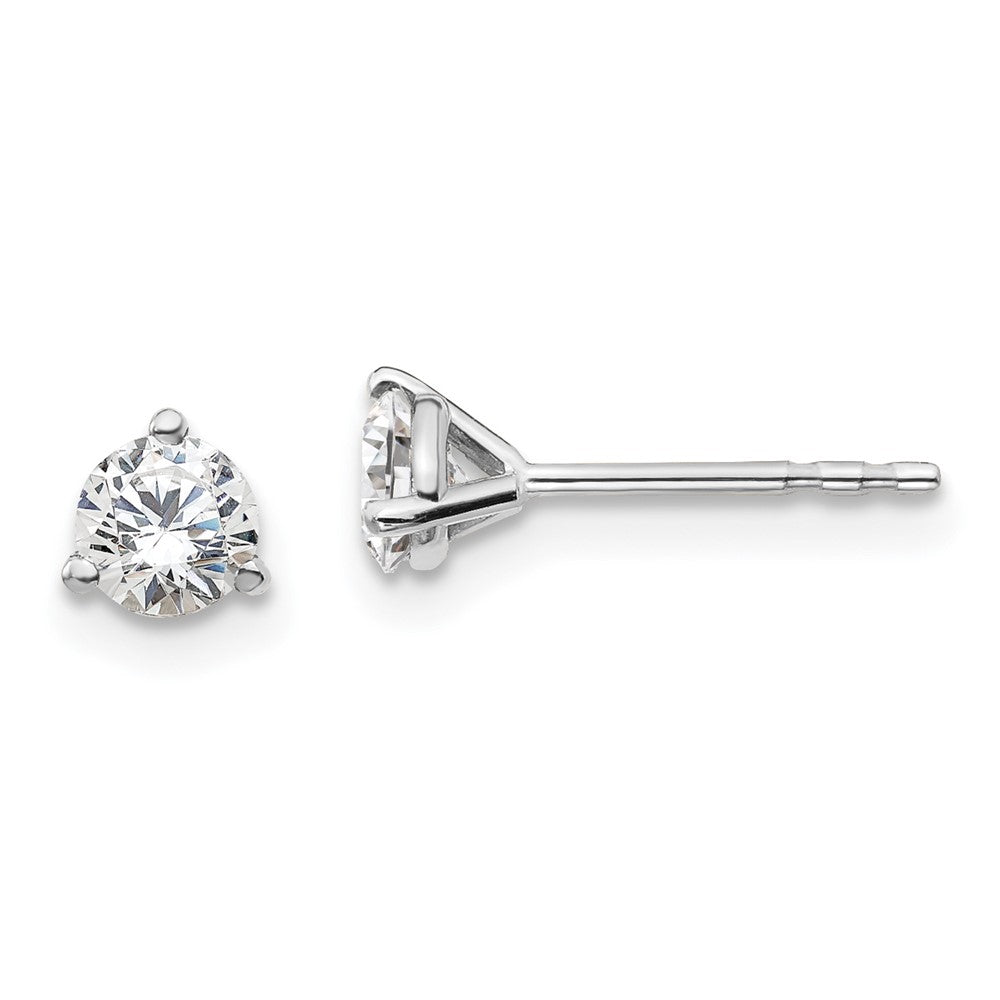 1/2 ctw Round Certified VS/SI GH Lab Grown Diamond 3-Prong Stud Post Earrings in 14k White Gold