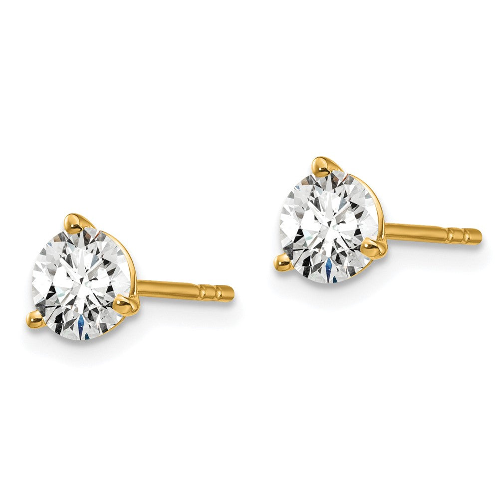 1 ctw Round VS/SI DEF Lab Grown Diamond 3-Prong Stud Post Earrings in 14k Yellow Gold