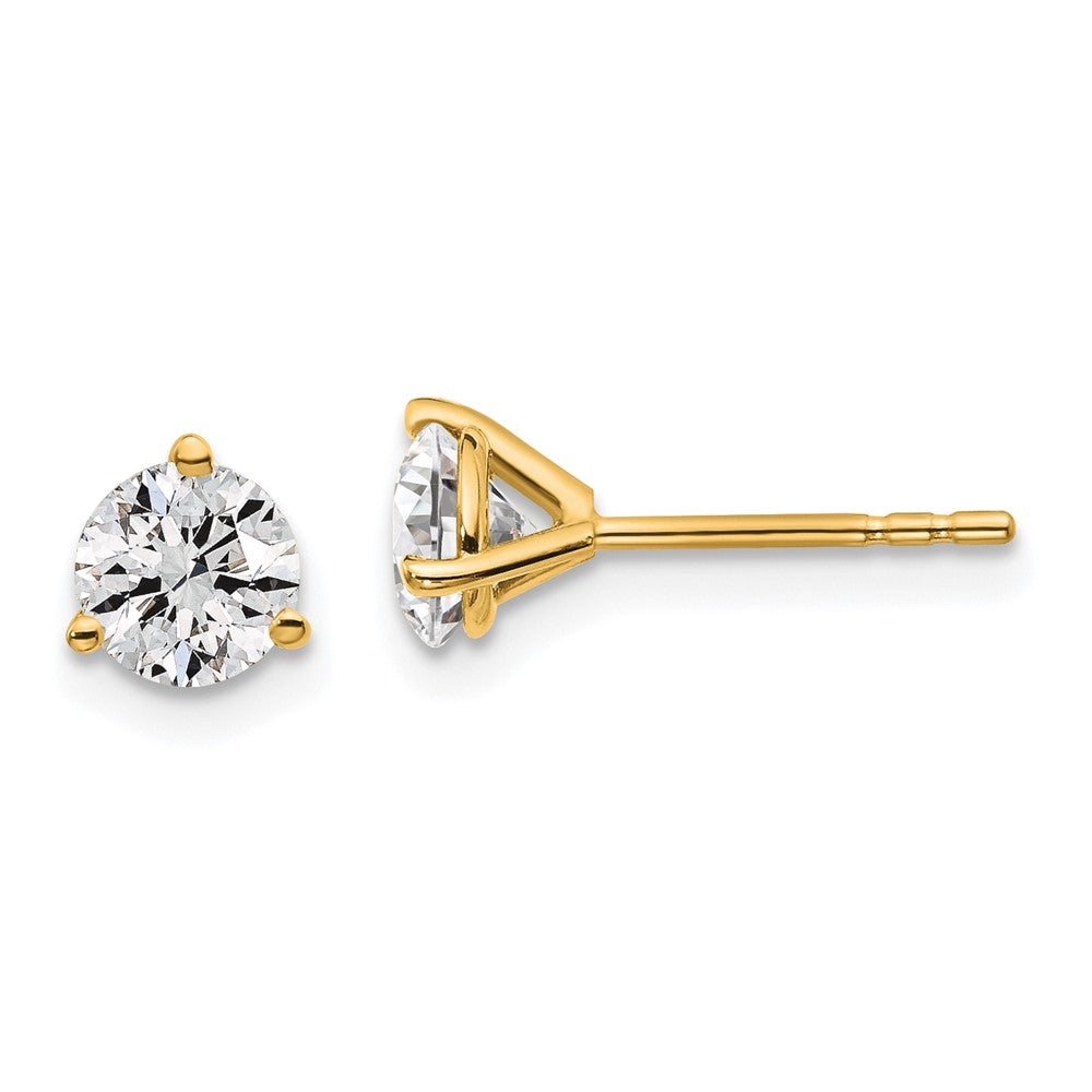1 ctw Round VS/SI DEF Lab Grown Diamond 3-Prong Stud Post Earrings in 14k Yellow Gold