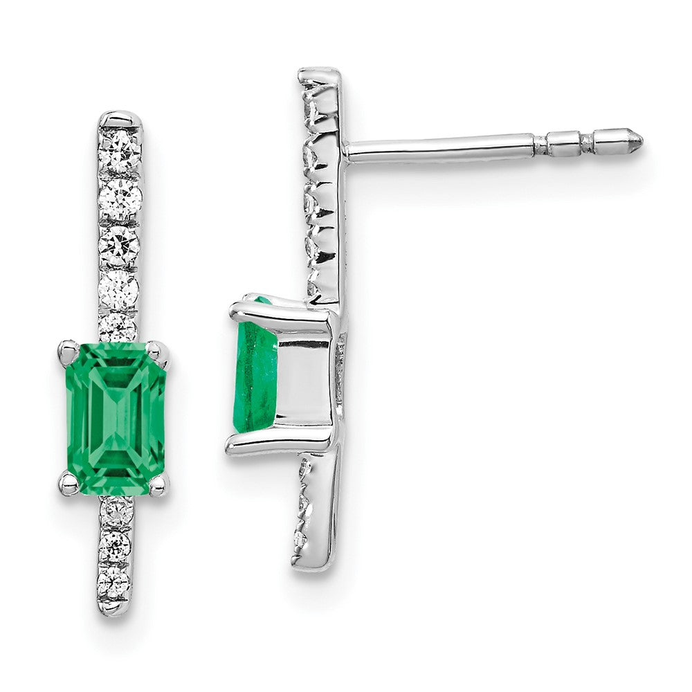 Diamond & Emerald Fancy Earrings in 14k White Gold