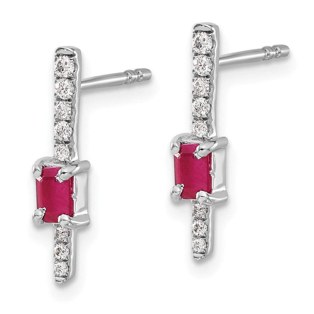 Diamond & Ruby Fancy Earrings in 14k White Gold