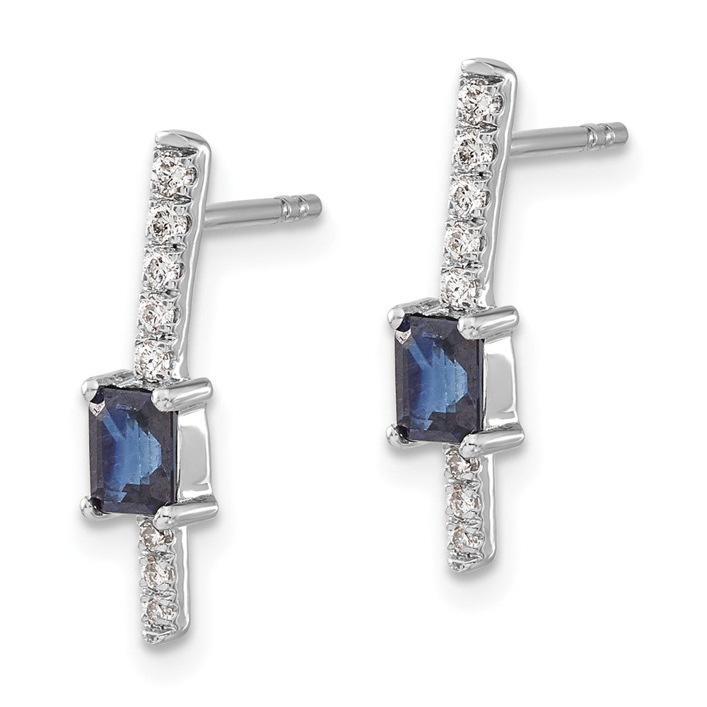 Diamond & Sapphire Fancy Earrings in 14k White Gold