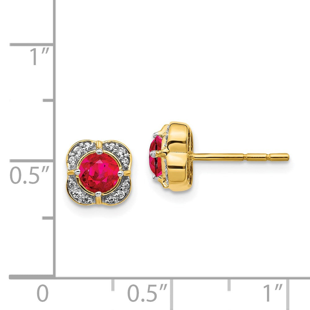 Diamond & Ruby Fancy Earrings in 14k Yellow Gold