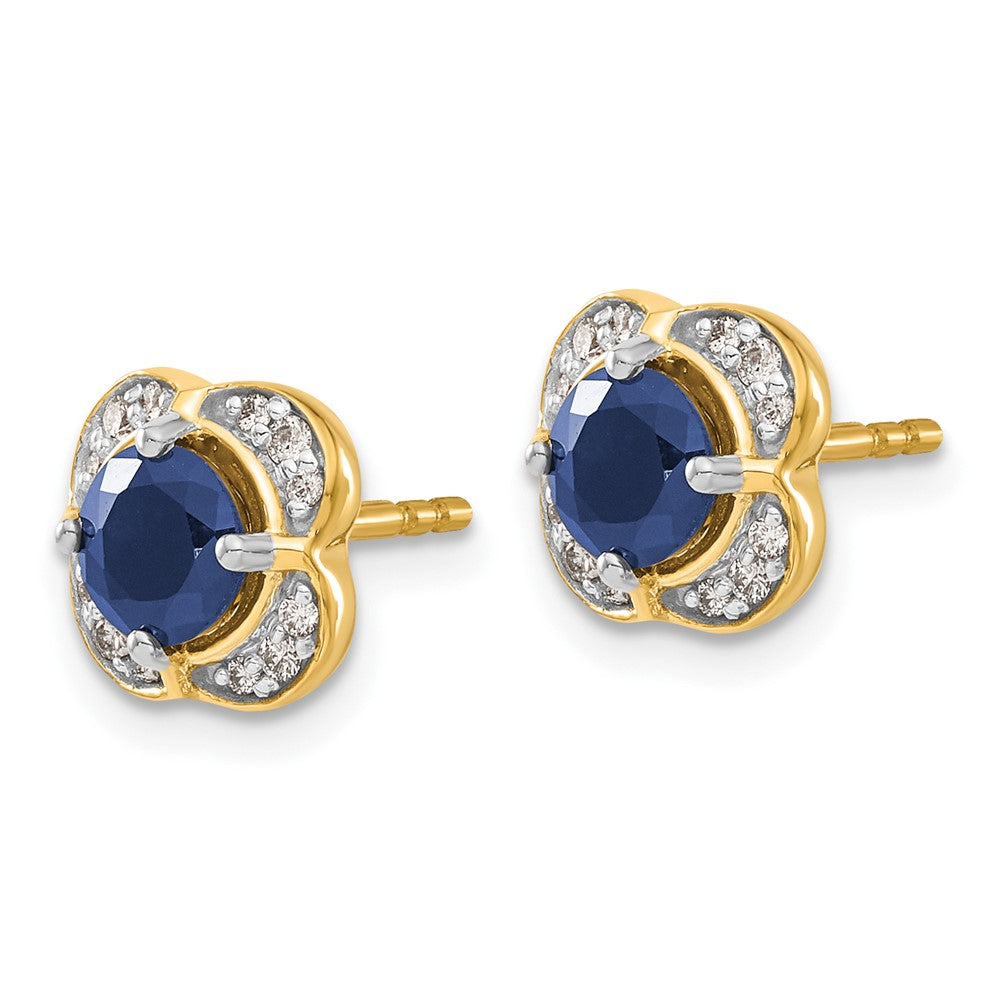 Diamond & Sapphire Fancy Earrings in 14k Yellow Gold
