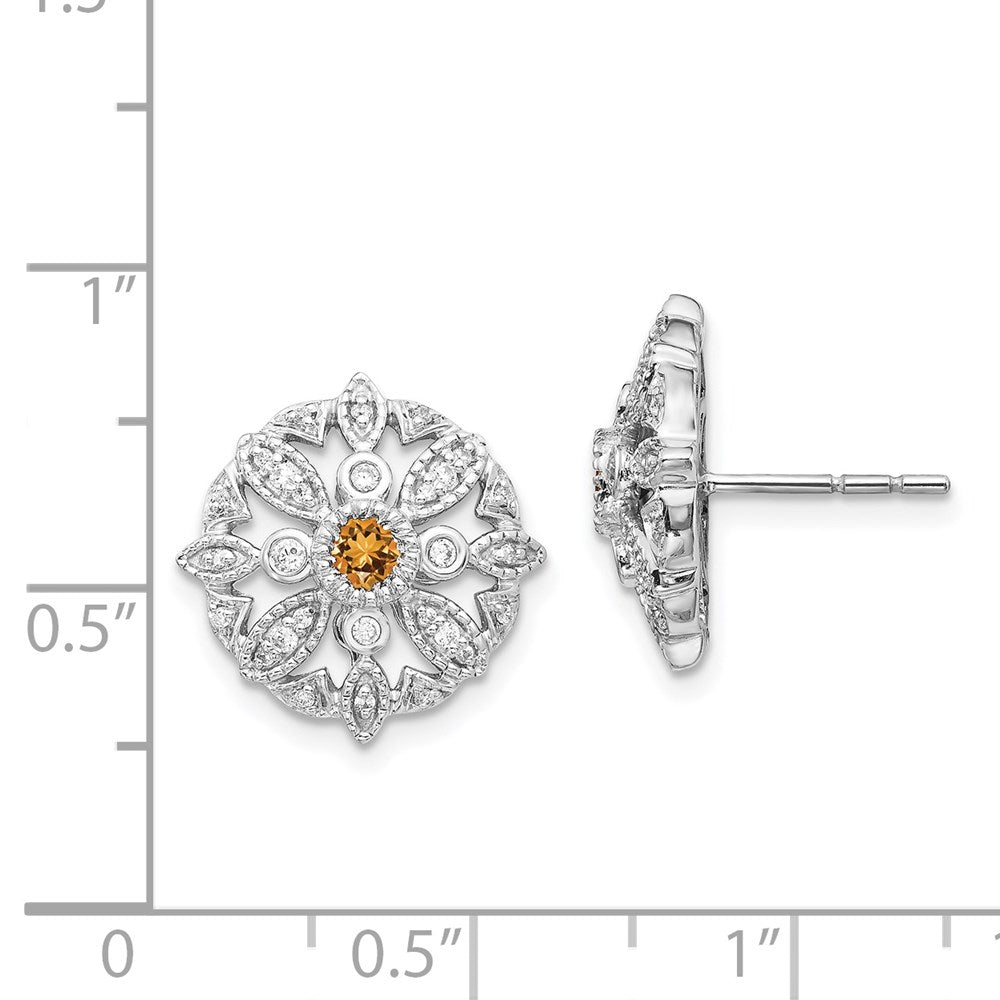 Diamond & Citrine Fancy Earrings in 14k White Gold