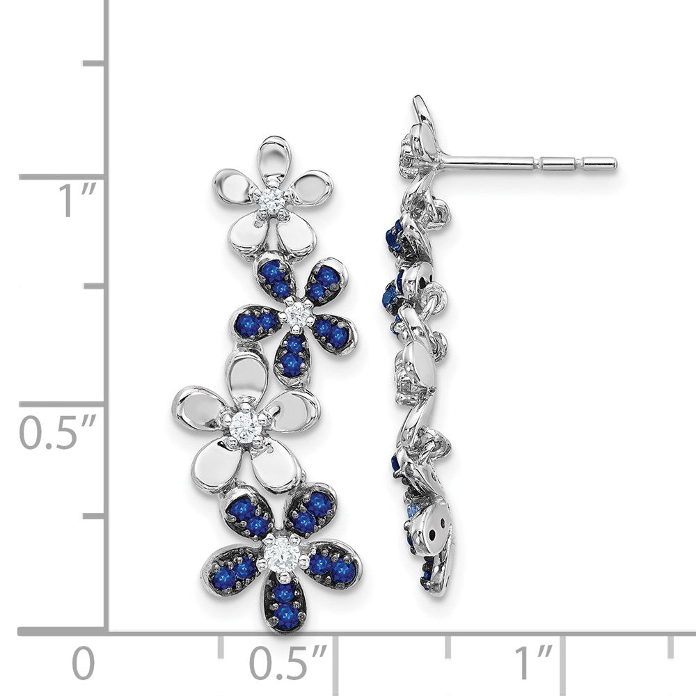Diamond & Sapphire Earrings in 14k White Gold
