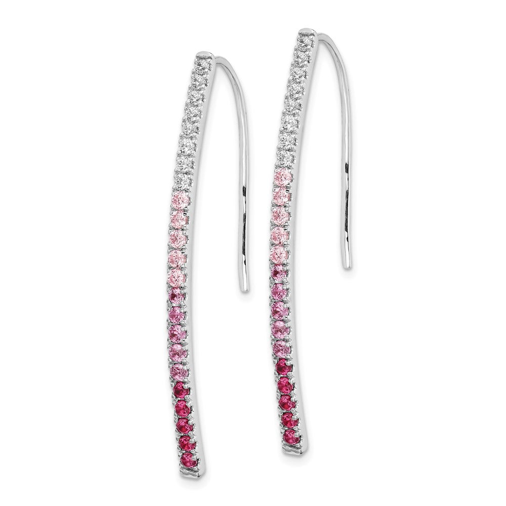 Diamond & Pink Sapphire Earrings in 14k White Gold