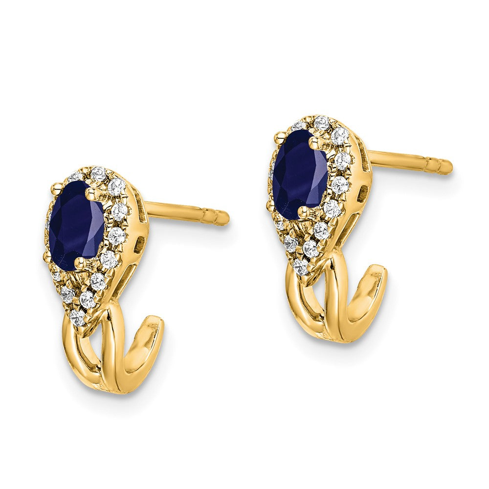 Diamond & Sapphire Earrings in 14k Yellow Gold