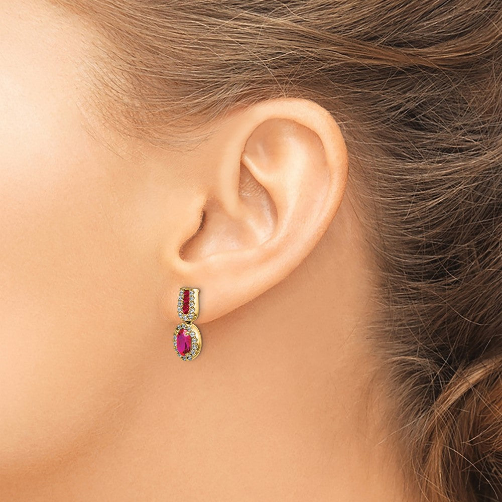 Diamond & Ruby Earrings in 14k Yellow Gold