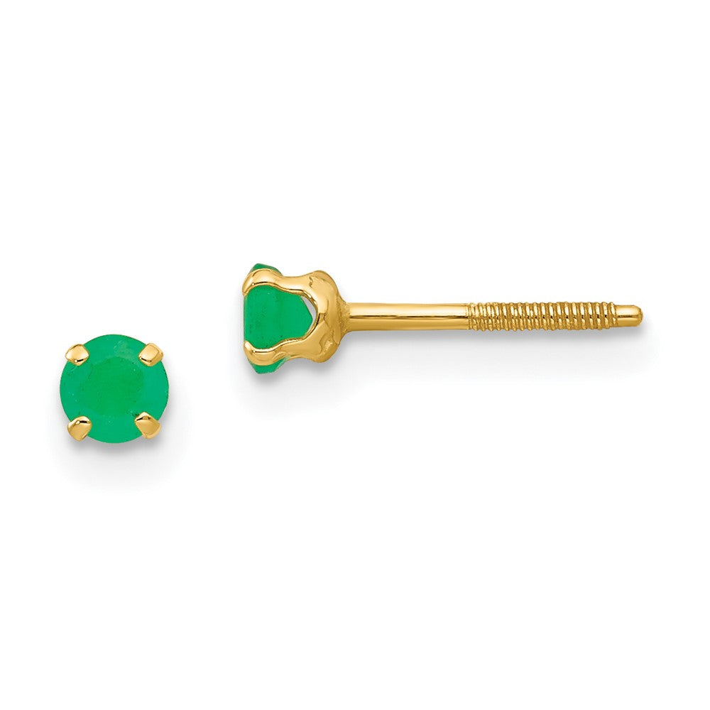 Madi K 3mm Emerald Earrings in 14k Yellow Gold